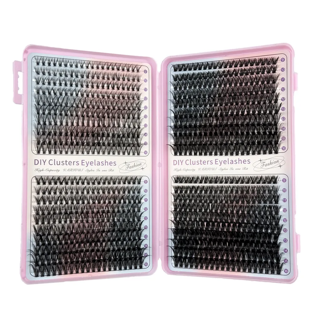 800 Clusters Lash Book – DIY Eyelash Extension Kit with Lash Bond & Seal + Tweezers, Large Capacity Self-Grafting Individual Lashes, Reusable Fluffy False Eyelashes